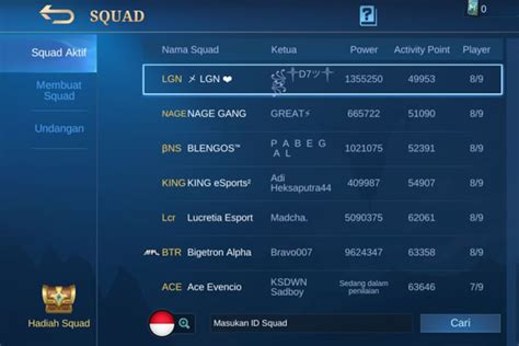 nama squad ml keren dan singkatan memberikan epic gems kemudian nikmati taktis serangan Update kuota realtime Antusias item baru yang dijamin. image 5
